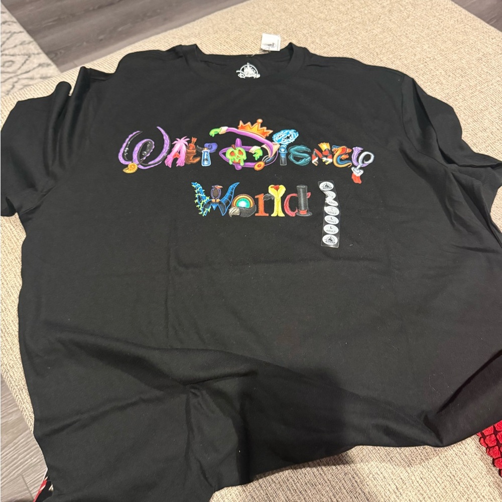 Disney Adults Black T-Shirt with Colorful Villains Design